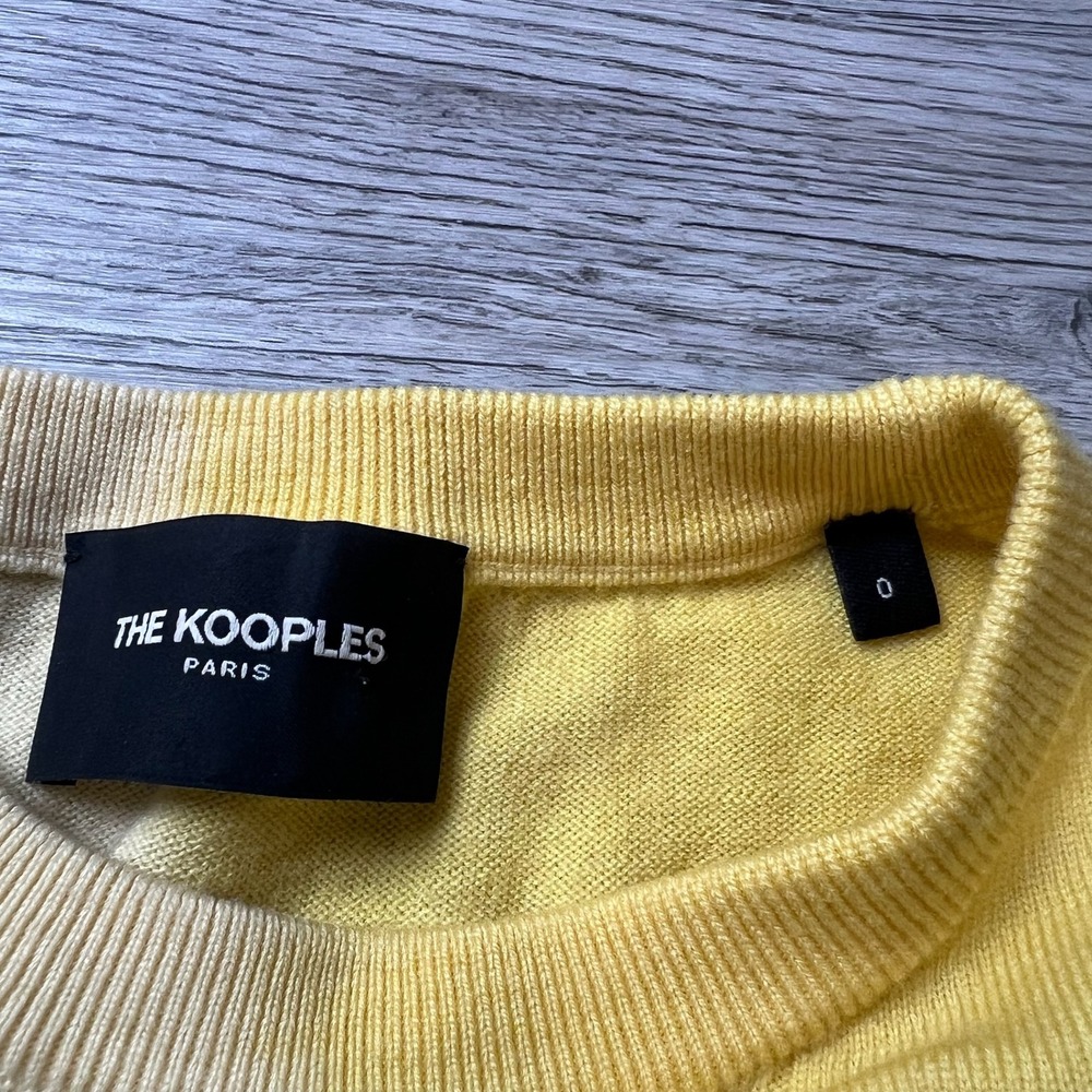 The Kooples Sweater Women 0 Yellow Dip Dye Wool Crewneck Oversized Pullover AF85 - Picture 3 of 9
